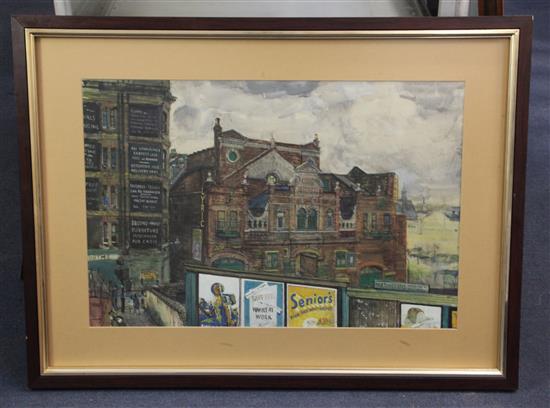 § Ruskin Spear (1911-1990) View of the Lyric Opera House / Theatre, Hammersmith 14.5 x 21.75in.